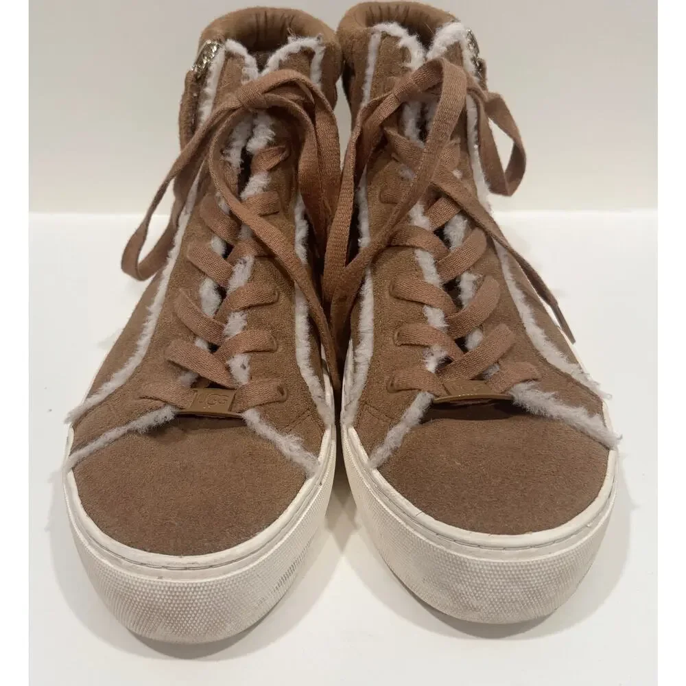 UGG Olli Heritage Sneaker Trainers Suede Sheepskin Fur Lined Boots Size 7 - Picture 2 of 5